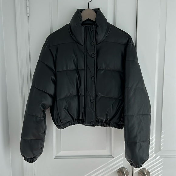 Zara Faux Leather Puffer Jacket - Picture 2 of 3